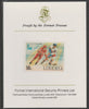 Liberia 1980 Lake Placid Winter Olympics 50c Ice Hockey imperf proof mounted on Format International proof card, as SG 1454