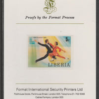 Liberia 1980 Lake Placid Winter Olympics 5c Pairs Figure Skating imperf proof mounted on Format International proof card, as SG 1450