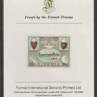 Liberia 1980 Mano River & UPU Anniversarys 35c imperf proof mounted on Format International proof card, as SG 1458