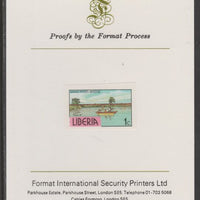 Liberia 1981 Mano River Bridge 1c imperf proof mounted on Format International proof card, as SG 1505a