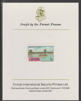 Liberia 1981 Mano River Bridge 1c imperf proof mounted on Format International proof card, as SG 1505a