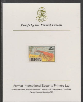 Liberia 1981 Mesurado Shrimp 25c imperf proof mounted on Format International proof card, as SG 1507
