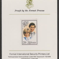 Liberia 1981 Royal Wedding 31c imperf proof mounted on Format International proof card, as SG 1490