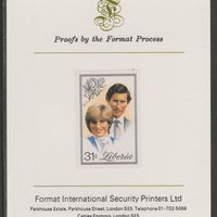 Liberia 1981 Royal Wedding 31c imperf proof mounted on Format International proof card, as SG 1490