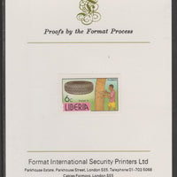 Liberia 1981 Rubber Tree & Tyre 6c (imperf proof mounted on Format International proof card, as SG 1506