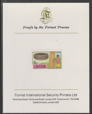 Liberia 1981 Rubber Tree & Tyre 6c (imperf proof mounted on Format International proof card, as SG 1506