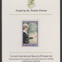 Liberia 1982 Birth of Prince William opt on Diana 21st Birthday 62c imperf proof mounted on Format International proof card, as SG 1546