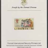 Liberia 1984 Children's Home 6c imperf proof mounted on Format International proof card, as SG 1595