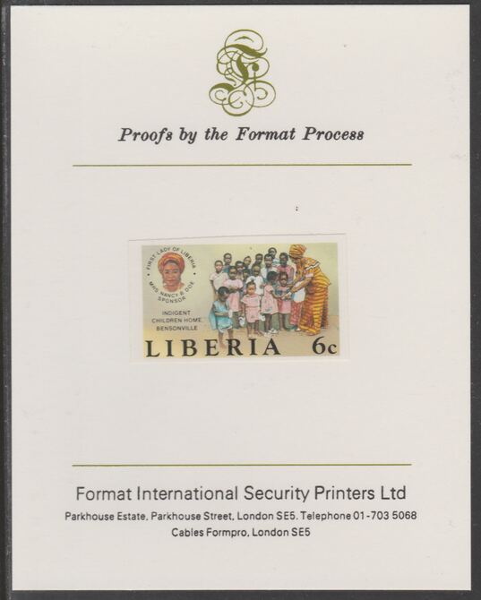 Liberia 1984 Children's Home 6c imperf proof mounted on Format International proof card, as SG 1595