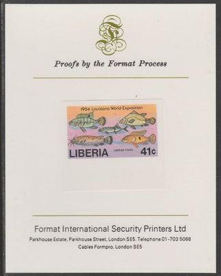 Liberia 1984 Fish 41c imperf proof mounted on Format International proof card, as SG 1589