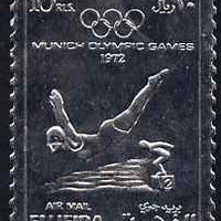 Fujeira 1972 Munich Olympic Games 10r Diving perf embossed in silver foil unmounted mint as Mi 1281A