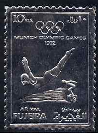 Fujeira 1972 Munich Olympic Games 10r Diving perf embossed in silver foil unmounted mint as Mi 1281A