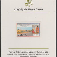 Liberia 1984 Hospital 3c imperf proof mounted on Format International proof card, as SG 1569