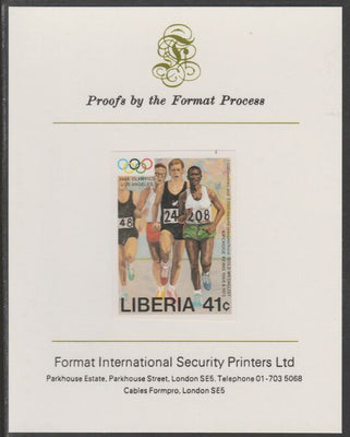 Liberia 1984 Kipchoge Keino (Runner) 41c imperf proof mounted on Format International proof card, as SG 1584