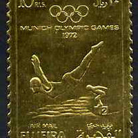 Fujeira 1972 Munich Olympic Games 10r Diving perf embossed in gold foil unmounted mint as Mi 1282A