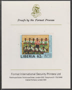 Liberia 1985 Football World Cup 62c imperf proof mounted on Format International proof card, as SG 1610