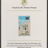 Liberia 1986 Ameripex (Stamp Exhibition) 25c imperf proof mounted on Format International proof card, as SG 1625