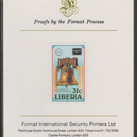 Liberia 1986 Ameripex (Stamp Exhibition) 31c imperf proof mounted on Format International proof card, as SG 1626