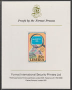 Liberia 1986 Ameripex (Stamp Exhibition) 80c imperf proof mounted on Format International proof card, as SG 1627