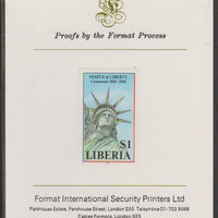 Liberia 1986 Statue of Liberty Centenary $1 imperf proof mounted on Format International proof card, as SG 1630