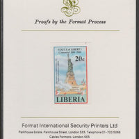 Liberia 1986 Statue of Liberty Centenary 20c imperf proof mounted on Format International proof card, as SG 1628