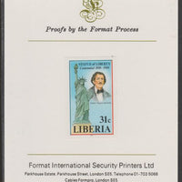Liberia 1986 Statue of Liberty Centenary 31c imperf proof mounted on Format International proof card, as SG 1629