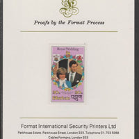 Bhutan 1981 Royal Wedding 20n imperf proof mounted on Format International proof card, as SG 442