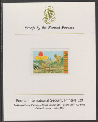 Ghana 1982 75th Anniversary of Scouting 20p Planting Tree imperf proof mounted on Format International proof card, as SG 991