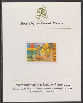 Ghana 1982 75th Anniversary of Scouting 65p Campfire Cooking imperf proof mounted on Format International proof card, as SG 992