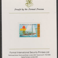 Ghana 1982 75th Anniversary of Scouting 80p Sea Scouts Sailing imperf proof mounted on Format International proof card, as SG 993