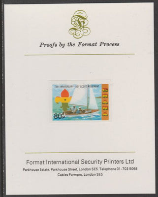 Ghana 1982 75th Anniversary of Scouting 80p Sea Scouts Sailing imperf proof mounted on Format International proof card, as SG 993