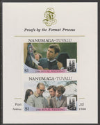 Tuvalu - Nanumaga 1986 Royal Wedding (Andrew & Fergie) $1 imperf se-tenant proof pair mounted on Format International proof card
