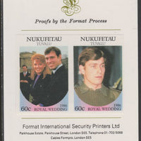 Tuvalu - Nukufetau 1986 Royal Wedding (Andrew & Fergie) 60c imperf se-tenant proof pair mounted on Format International proof card