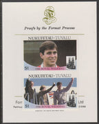 Tuvalu - Nukufetau 1986 Royal Wedding (Andrew & Fergie) $1 imperf se-tenant proof pair mounted on Format International proof card