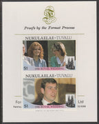 Tuvalu - Nukulaelae 1986 Royal Wedding (Andrew & Fergie) $1 imperf se-tenant proof pair mounted on Format International proof card