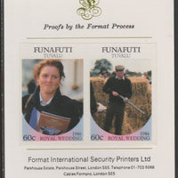 Tuvalu - Funafuti 1986 Royal Wedding (Andrew & Fergie) 60c imperf se-tenant proof pair mounted on Format International proof card