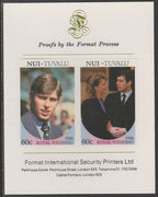 Tuvalu - Nui 1986 Royal Wedding (Andrew & Fergie) 60c imperf se-tenant proof pair mounted on Format International proof card