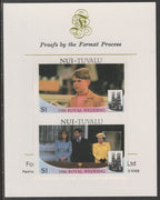 Tuvalu - Nui 1986 Royal Wedding (Andrew & Fergie) $1 imperf se-tenant proof pair mounted on Format International proof card