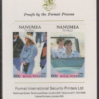 Tuvalu - Nanumea 1986 Royal Wedding (Andrew & Fergie) 60c imperf se-tenant proof pair mounted on Format International proof card