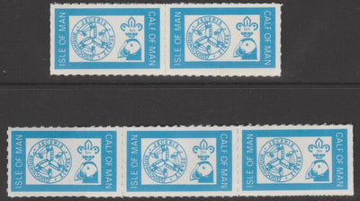 Calf of Man 1971 Puffin & Scout definitive rouletted strip of 5 unmounted mint, folded along roulettes between stamps 3 and 4.
