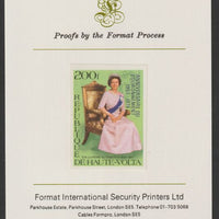 Upper Volta 1978 25th Anniversary of Coronation opt'd on Silver Jubilee 200f imperf proof mounted on Format International proof card