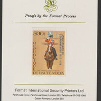 Upper Volta 1978 25th Anniversary of Coronation opt'd on Silver Jubilee 300f imperf proof mounted on Format International proof card