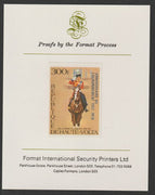 Upper Volta 1978 25th Anniversary of Coronation opt'd on Silver Jubilee 300f imperf proof mounted on Format International proof card