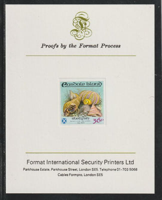 Easdale 1988 Flora & Fauna definitive 36p (shell) imperf mounted on Format International Proof Card