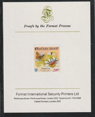 Easdale 1988 Flora & Fauna definitive 52p (Butterfly & Insects) imperf mounted on Format International Proof Card