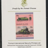 Davaar Island 1983 Locomotives #1 L&SW Class H16 4-6-2T loco 18p se-tenant imperf proof pair mounted on Format International proof card,