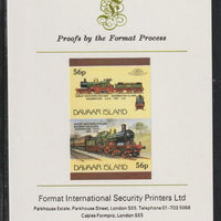 Davaar Island 1983 Locomotives #1 GWR Badminton Class 4-4-0 loco 56p se-tenant imperf proof pair mounted on Format International proof card,