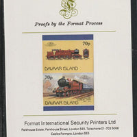 Davaar Island 1983 Locomotives #1 Furness Railway Class N1 4-6-4T loco 70p se-tenant imperf proof pair mounted on Format International proof card,