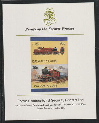 Davaar Island 1983 Locomotives #1 Furness Railway Class N1 4-6-4T loco 70p se-tenant imperf proof pair mounted on Format International proof card,