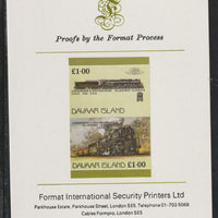 Davaar Island 1983 Locomotives #1 Chesapeake & Ohio Class H8 2-6-6-6 loco £1 se-tenant imperf proof pair mounted on Format International proof card,